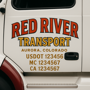 Truck Door Decal Sticker Lettering With USDOT, MC, CA, KYU, GVW & More | Custom Truck Door Decal Sticker Signs (Set of 2)