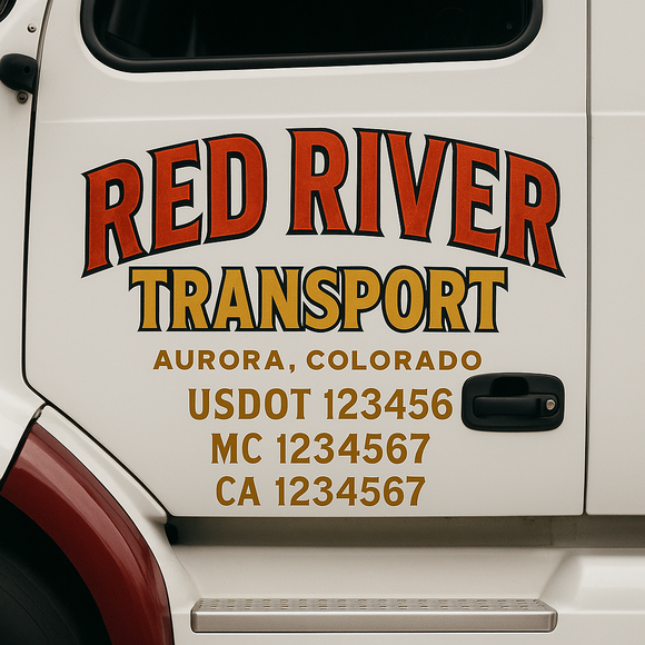 Truck Door Decal Sticker Lettering With USDOT, MC, CA, KYU, GVW & More | Custom Truck Door Decal Sticker Signs (Set of 2)