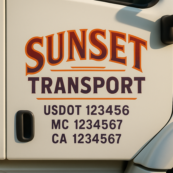 Truck Door Decal Sticker Lettering With USDOT, MC, CA, KYU, GVW & More | Custom Truck Door Decal Sticker Signs (Set of 2)