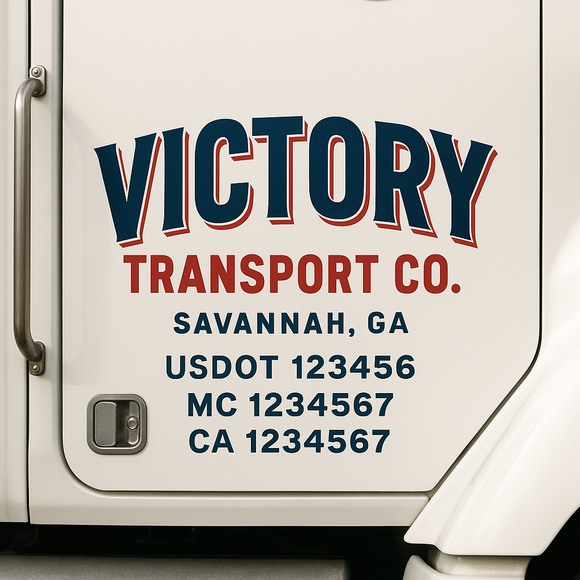 Truck Door Decal Sticker Lettering With USDOT, MC, CA, KYU, GVW & More | Custom Truck Door Decal Sticker Signs (Set of 2)