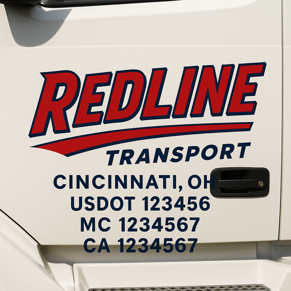Truck Door Decal Sticker Lettering With USDOT, MC, CA, KYU, GVW & More | Custom Truck Door Decal Sticker Signs (Set of 2)