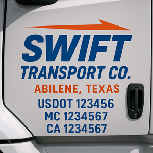 Truck Door Decal Sticker Lettering With USDOT, MC, CA, KYU, GVW & More | Custom Truck Door Decal Sticker Signs (Set of 2)