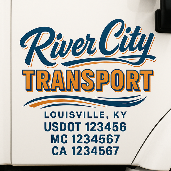 Truck Door Decal Sticker Lettering With USDOT, MC, CA, KYU, GVW & More | Custom Truck Door Decal Sticker Signs (Set of 2)
