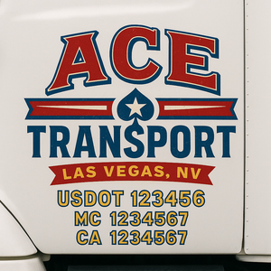 Truck Door Decal Sticker Lettering With USDOT, MC, CA, KYU, GVW & More | Custom Truck Door Decal Sticker Signs (Set of 2)