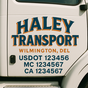 Truck Door Decal Sticker Lettering With USDOT, MC, CA, KYU, GVW & More | Custom Truck Door Decal Sticker Signs (Set of 2)