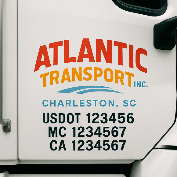 Truck Door Decal Sticker Lettering With USDOT, MC, CA, KYU, GVW & More | Custom Truck Door Decal Sticker Signs (Set of 2)