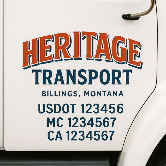 Truck Door Decal Sticker Lettering With USDOT, MC, CA, KYU, GVW & More | Custom Truck Door Decal Sticker Signs (Set of 2)