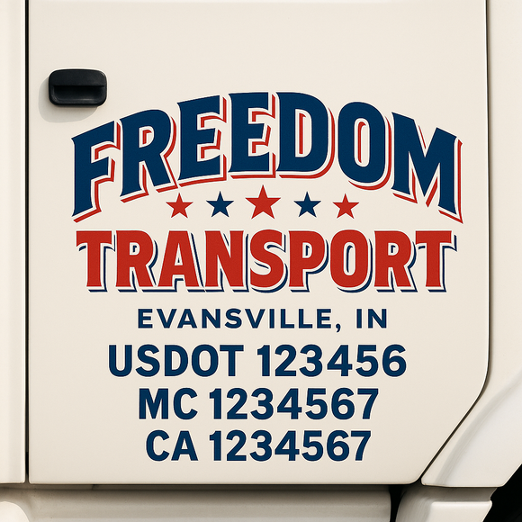 Truck Door Decal Sticker Lettering With USDOT, MC, CA, KYU, GVW & More | Custom Truck Door Decal Sticker Signs (Set of 2)