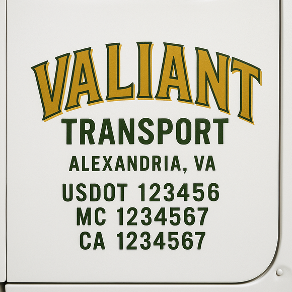 Truck Door Decal Sticker Lettering With USDOT, MC, CA, KYU, GVW & More | Custom Truck Door Decal Sticker Signs (Set of 2)