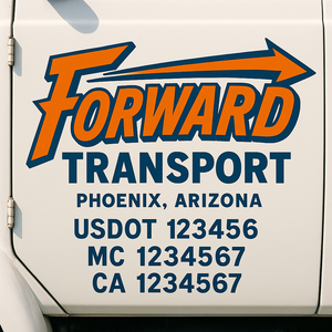 Truck Door Decal Sticker Lettering With USDOT, MC, CA, KYU, GVW & More | Custom Truck Door Decal Sticker Signs (Set of 2)