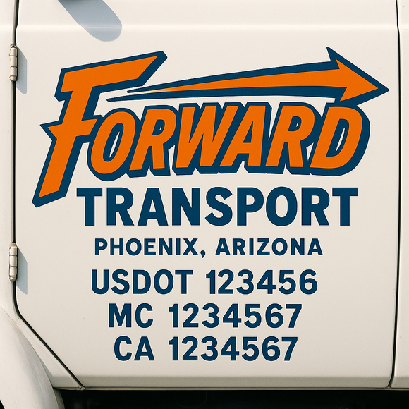Truck Door Decal Sticker Lettering With USDOT, MC, CA, KYU, GVW & More | Custom Truck Door Decal Sticker Signs (Set of 2)