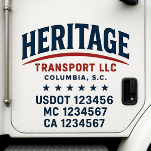 Truck Door Decal Sticker Lettering With USDOT, MC, CA, KYU, GVW & More | Custom Truck Door Decal Sticker Signs (Set of 2)