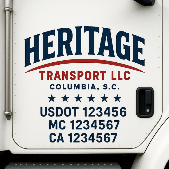 Truck Door Decal Sticker Lettering With USDOT, MC, CA, KYU, GVW & More | Custom Truck Door Decal Sticker Signs (Set of 2)