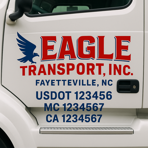 Truck Door Decal Sticker Lettering With USDOT, MC, CA, KYU, GVW & More | Custom Truck Door Decal Sticker Signs (Set of 2)