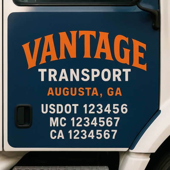 Truck Door Decal Sticker Lettering With USDOT, MC, CA, KYU, GVW & More | Custom Truck Door Decal Sticker Signs (Set of 2)