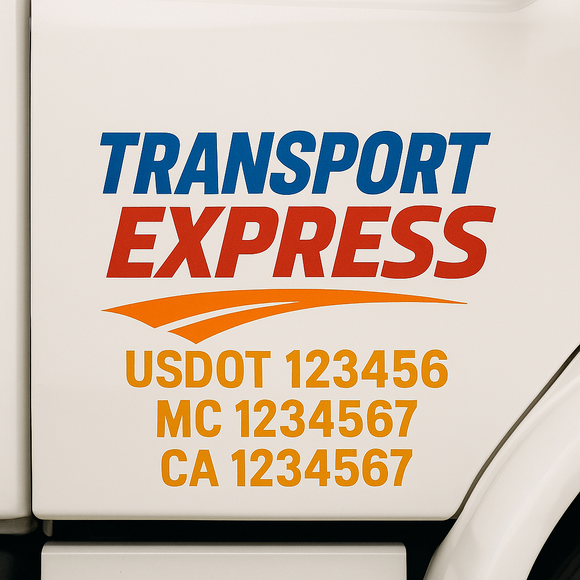 Truck Door Decal Sticker Lettering With USDOT, MC, CA, KYU, GVW & More | Custom Truck Door Decal Sticker Signs (Set of 2)