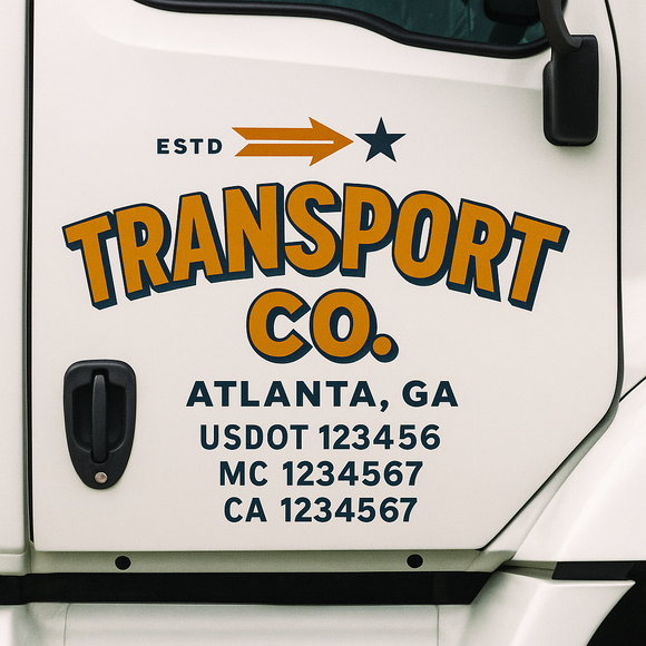 Truck Door Decal Sticker Lettering With USDOT, MC, CA, KYU, GVW & More | Custom Truck Door Decal Sticker Signs (Set of 2)