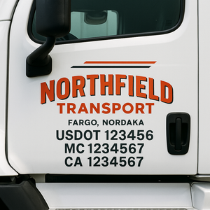 Truck Door Decal Sticker Lettering With USDOT, MC, CA, KYU, GVW & More | Custom Truck Door Decal Sticker Signs (Set of 2)
