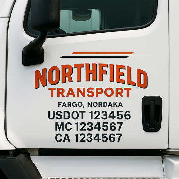 Truck Door Decal Sticker Lettering With USDOT, MC, CA, KYU, GVW & More | Custom Truck Door Decal Sticker Signs (Set of 2)