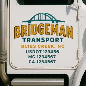 Truck Door Decal Sticker Lettering With USDOT, MC, CA, KYU, GVW & More | Custom Truck Door Decal Sticker Signs (Set of 2)
