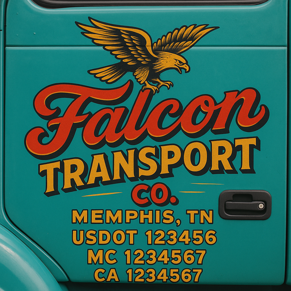 Truck Door Decal Sticker Lettering With USDOT, MC, CA, KYU, GVW & More | Custom Truck Door Decal Sticker Signs (Set of 2)