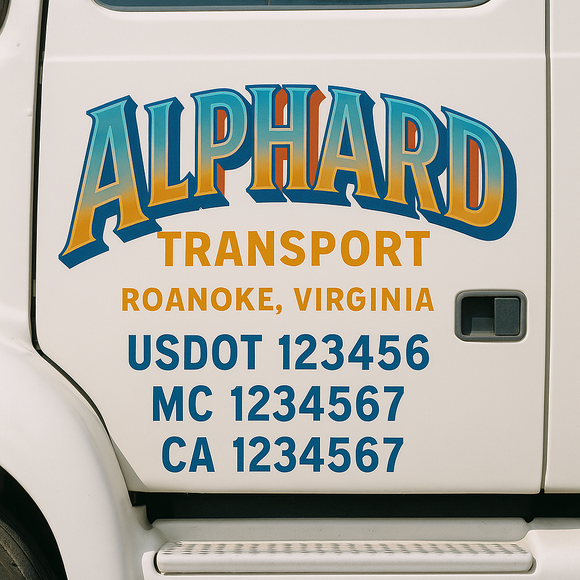 Truck Door Decal Sticker Lettering With USDOT, MC, CA, KYU, GVW & More | Custom Truck Door Decal Sticker Signs (Set of 2)
