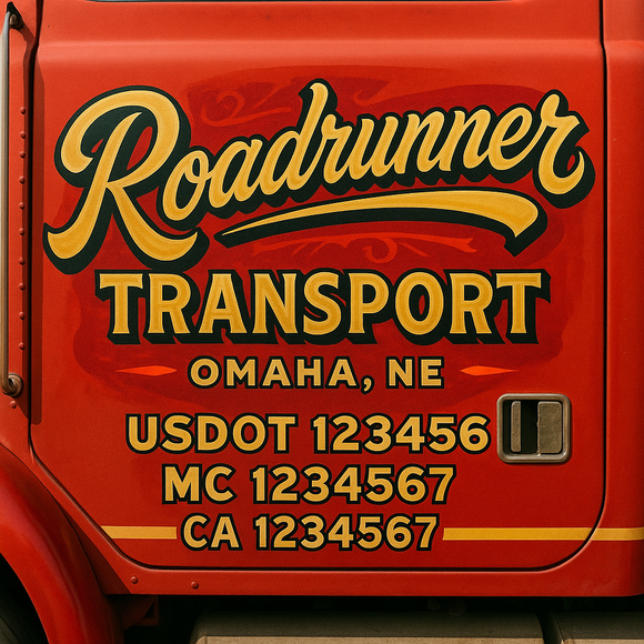 Truck Door Decal Sticker Lettering With USDOT, MC, CA, KYU, GVW & More | Custom Truck Door Decal Sticker Signs (Set of 2)