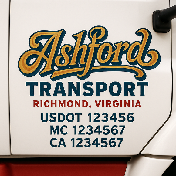 Truck Door Decal Sticker Lettering With USDOT, MC, CA, KYU, GVW & More | Custom Truck Door Decal Sticker Signs (Set of 2)
