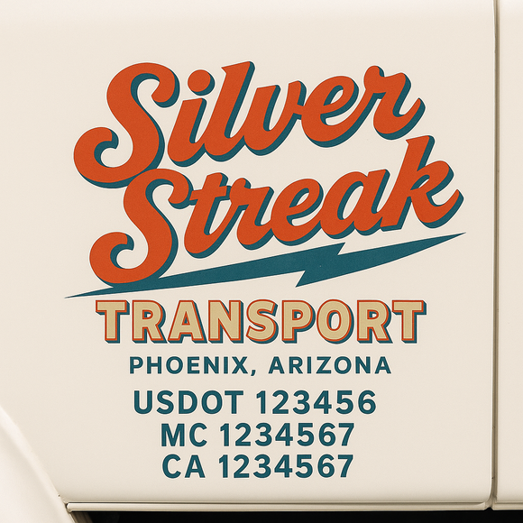 Truck Door Decal Sticker Lettering With USDOT, MC, CA, KYU, GVW & More | Custom Truck Door Decal Sticker Signs (Set of 2)