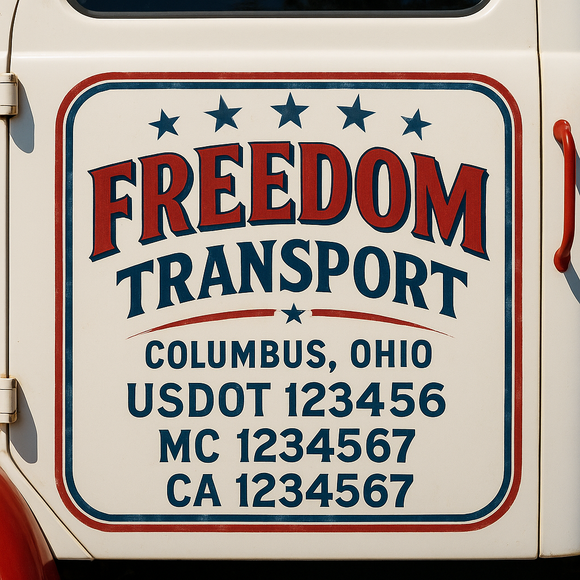 Truck Door Decal Sticker Lettering With USDOT, MC, CA, KYU, GVW & More | Custom Truck Door Decal Sticker Signs (Set of 2)