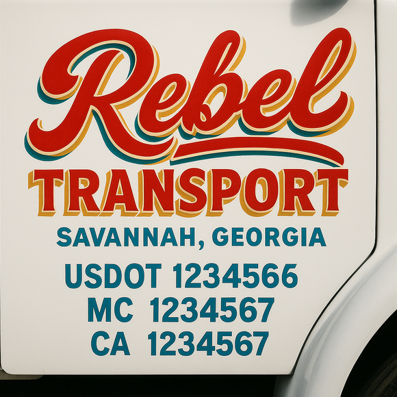 Truck Door Decal Sticker Lettering With USDOT, MC, CA, KYU, GVW & More | Custom Truck Door Decal Sticker Signs (Set of 2)