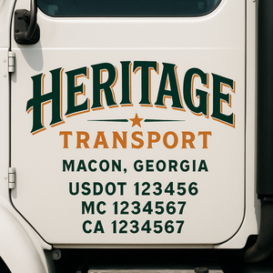 Truck Door Decal Sticker Lettering With USDOT, MC, CA, KYU, GVW & More | Custom Truck Door Decal Sticker Signs (Set of 2)