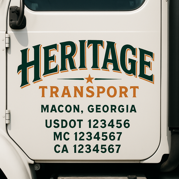 Truck Door Decal Sticker Lettering With USDOT, MC, CA, KYU, GVW & More | Custom Truck Door Decal Sticker Signs (Set of 2)