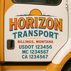 Truck Door Decal Sticker Lettering With USDOT, MC, CA, KYU, GVW & More | Custom Truck Door Decal Sticker Signs (Set of 2)