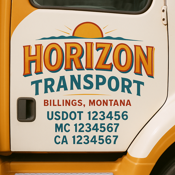 Truck Door Decal Sticker Lettering With USDOT, MC, CA, KYU, GVW & More | Custom Truck Door Decal Sticker Signs (Set of 2)