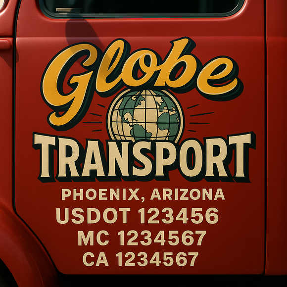 Truck Door Decal Sticker Lettering With USDOT, MC, CA, KYU, GVW & More | Custom Truck Door Decal Sticker Signs (Set of 2)