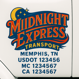 Truck Door Decal Sticker Lettering With USDOT, MC, CA, KYU, GVW & More | Custom Truck Door Decal Sticker Signs (Set of 2)