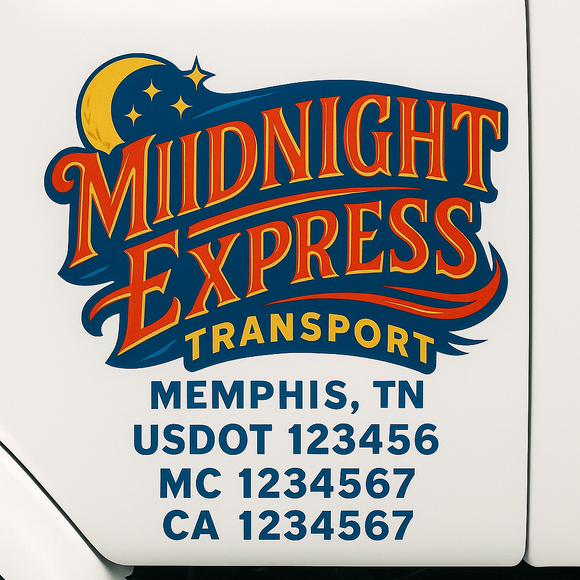 Truck Door Decal Sticker Lettering With USDOT, MC, CA, KYU, GVW & More | Custom Truck Door Decal Sticker Signs (Set of 2)