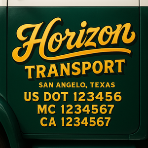 Truck Door Decal Sticker Lettering With USDOT, MC, CA, KYU, GVW & More | Custom Truck Door Decal Sticker Signs (Set of 2)