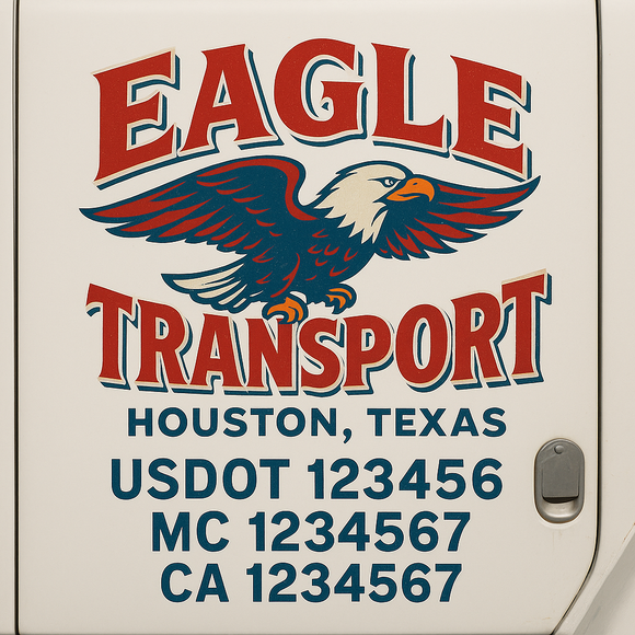 Truck Door Decal Sticker Lettering With USDOT, MC, CA, KYU, GVW & More | Custom Truck Door Decal Sticker Signs (Set of 2)