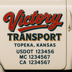 Truck Door Decal Sticker Lettering With USDOT, MC, CA, KYU, GVW & More | Custom Truck Door Decal Sticker Signs (Set of 2)