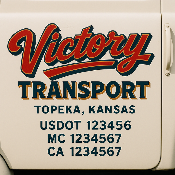 Truck Door Decal Sticker Lettering With USDOT, MC, CA, KYU, GVW & More | Custom Truck Door Decal Sticker Signs (Set of 2)