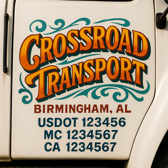 Truck Door Decal Sticker Lettering With USDOT, MC, CA, KYU, GVW & More | Custom Truck Door Decal Sticker Signs (Set of 2)