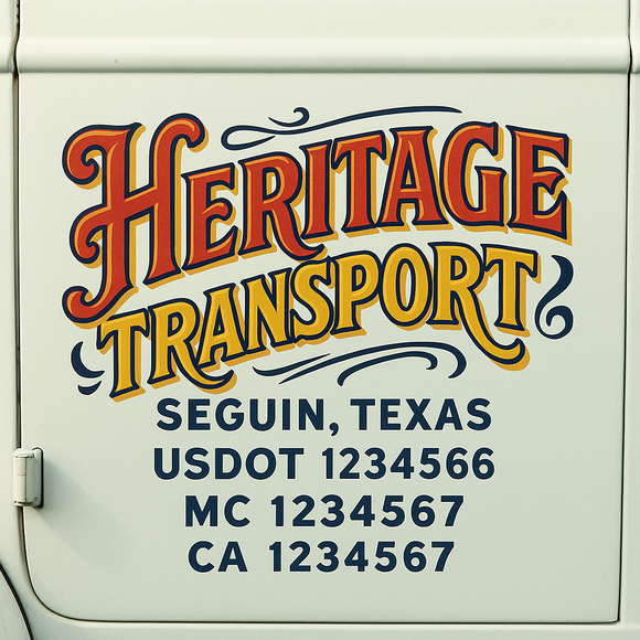 Truck Door Decal Sticker Lettering With USDOT, MC, CA, KYU, GVW & More | Custom Truck Door Decal Sticker Signs (Set of 2)
