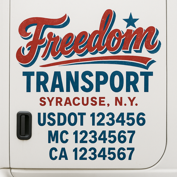 Truck Door Decal Sticker Lettering With USDOT, MC, CA, KYU, GVW & More | Custom Truck Door Decal Sticker Signs (Set of 2)