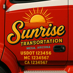 Truck Door Decal Sticker Lettering With USDOT, MC, CA, KYU, GVW & More | Custom Truck Door Decal Sticker Signs (Set of 2)