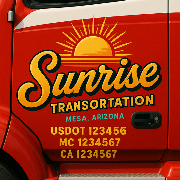 Truck Door Decal Sticker Lettering With USDOT, MC, CA, KYU, GVW & More | Custom Truck Door Decal Sticker Signs (Set of 2)