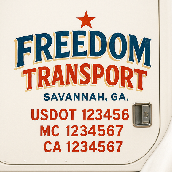 Truck Door Decal Sticker Lettering With USDOT, MC, CA, KYU, GVW & More | Custom Truck Door Decal Sticker Signs (Set of 2)