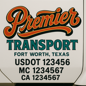 Truck Door Decal Sticker Lettering With USDOT, MC, CA, KYU, GVW & More | Custom Truck Door Decal Sticker Signs (Set of 2)