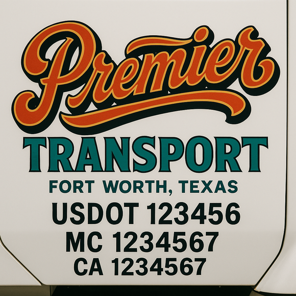 Truck Door Decal Sticker Lettering With USDOT, MC, CA, KYU, GVW & More | Custom Truck Door Decal Sticker Signs (Set of 2)